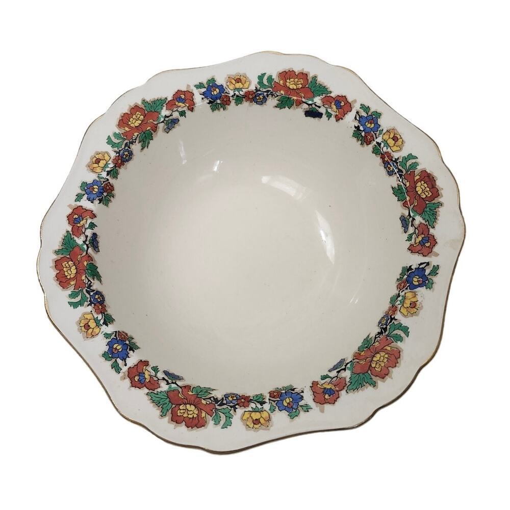 Large Bowl John Maddock England Minerva Serving Royal Ivory Persian Rose